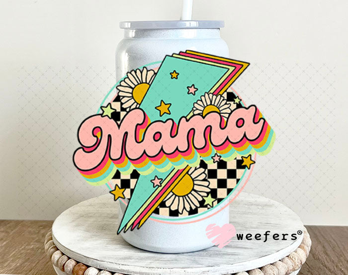 UV DTF Decal - Mama Lightening Bolt 16oz Glass Can Generic Weefers