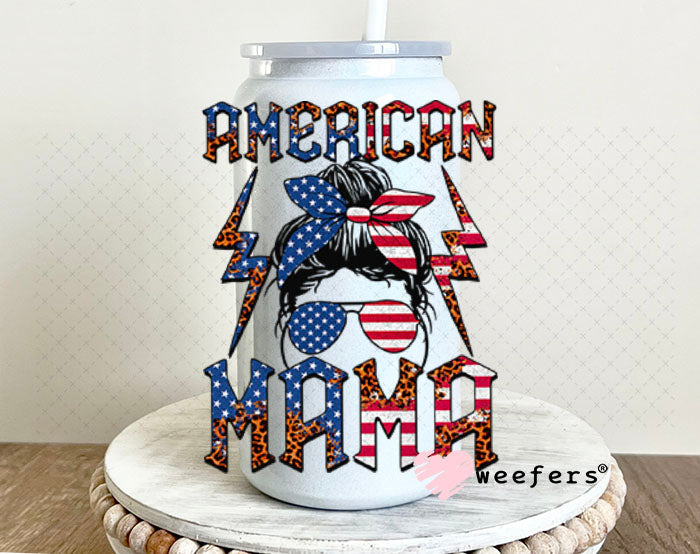 UV DTF Decal - American Mama USA 16oz Glass Can Generic Weefers