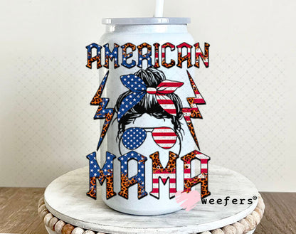 UV DTF Decal - American Mama USA 16oz Glass Can Generic Weefers