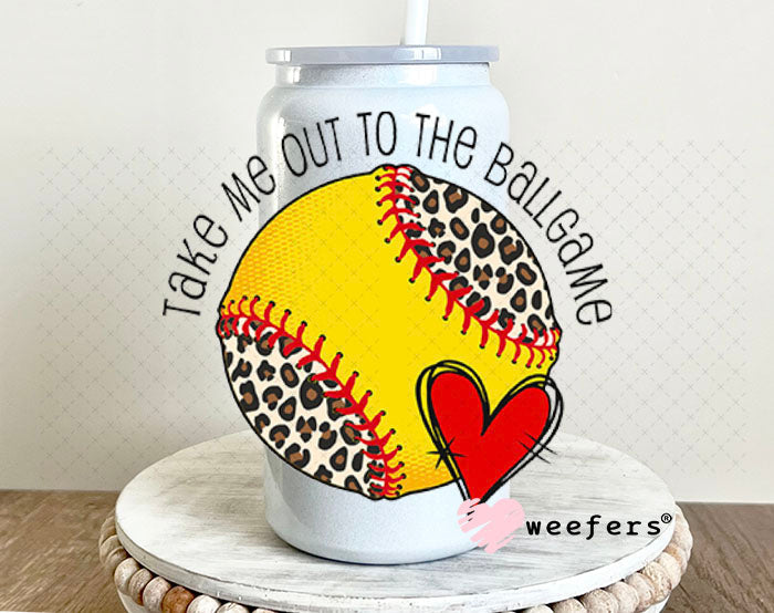UV DTF Decal - Take Me Out to the Ballgame 16oz Glass Can Generic Weefers