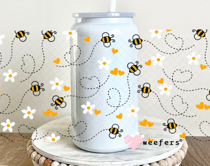 UV DTF Cup Wraps - Busy Bees 16oz Glass Can Generic Weefers
