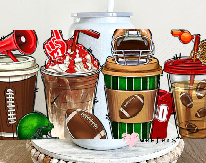 UV DTF Cup Wraps - Football Coffee 16oz Glass Can Generic Weefers
