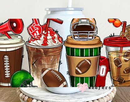 UV DTF Cup Wraps - Football Coffee 16oz Glass Can Generic Weefers