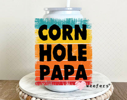 UV DTF Decal - Corn Hole Papa 16oz Glass Can Generic Weefers