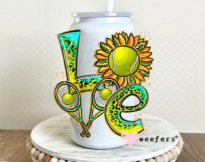 UV DTF Decal - Love Tennis 16oz Glass Can Generic Weefers