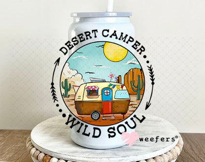 UV DTF Decal - Desert Camper Wild Soul 16oz Glass Can Generic Weefers