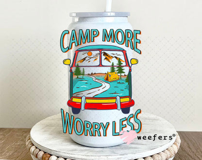 UV DTF Decal - Camp More Worry Less 16oz Glass Can Generic Weefers