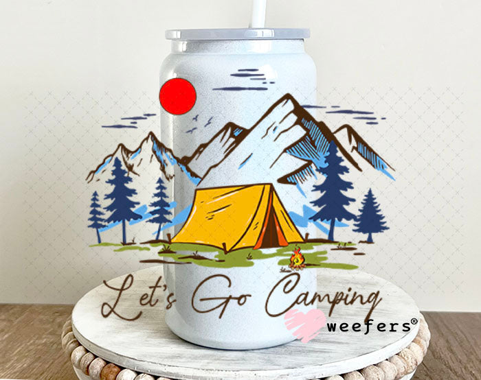UV DTF Decal - Let's Go Camping 16oz Glass Can Generic Weefers