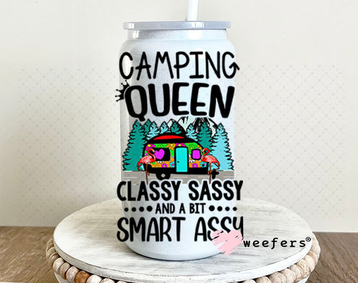 UV DTF Decal - Camping queen 16oz Glass Can Generic Weefers