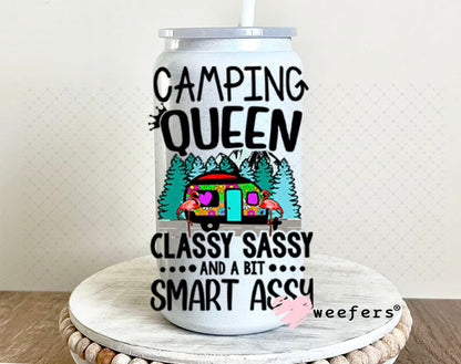 UV DTF Decal - Camping queen 16oz Glass Can Generic Weefers
