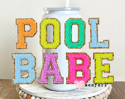 UV DTF Decal - Faux Chenille Pool Babe 16oz Glass Can Generic Weefers