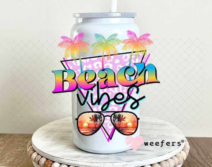 UV DTF Decal - Beach Vibes 16oz Glass Can Generic Weefers
