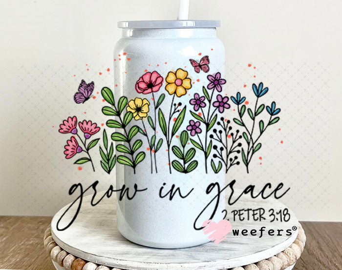 UV DTF Decal - Grow in Grace 16oz Glass Can Generic Weefers
