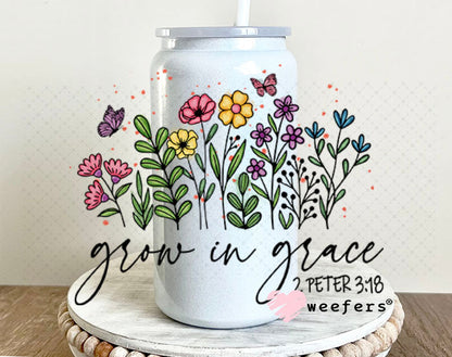 UV DTF Decal - Grow in Grace 16oz Glass Can Generic Weefers
