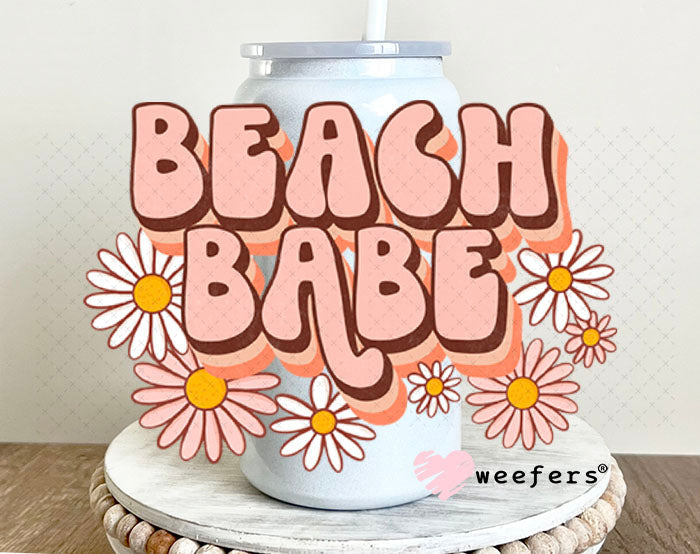 UV DTF Decal - Beach Babe 16oz Glass Can Generic Weefers