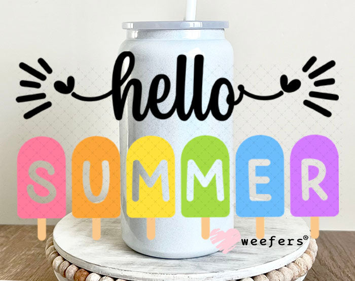 UV DTF Decal - Hello Summer 16oz Glass Can Generic Weefers