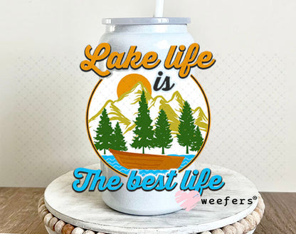UV DTF Decal - Lake Life is the best life 16oz Glass Can Generic Weefers