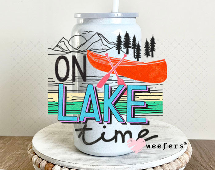 UV DTF Decal - On Lake Time 16oz Glass Can Generic Weefers
