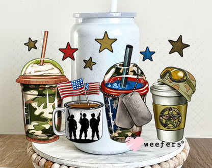 UV DTF Decal - Military Coffee 16oz Glass Can Generic Weefers