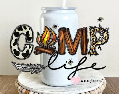 UV DTF Decal - Camp Life 16oz Glass Can Generic Weefers