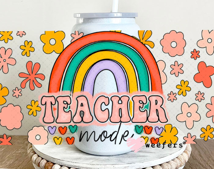 UV DTF Cup Wraps - Teacher mode 16oz Glass Can Generic Weefers