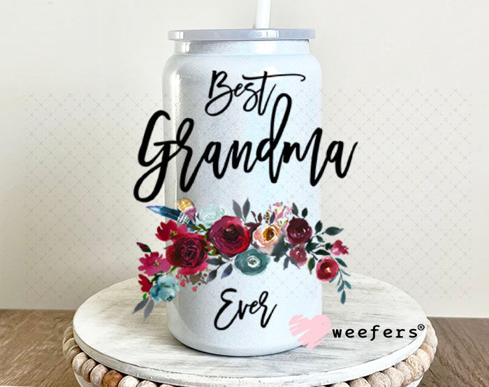 UV DTF Decal - Best Grandma Ever 16oz Glass Can Generic Weefers