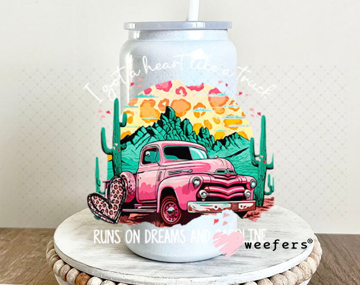 UV DTF Decal - Heart Like a Truck 16oz Glass Can Generic Weefers