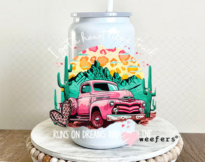 UV DTF Decal - Heart Like a Truck 16oz Glass Can Generic Weefers