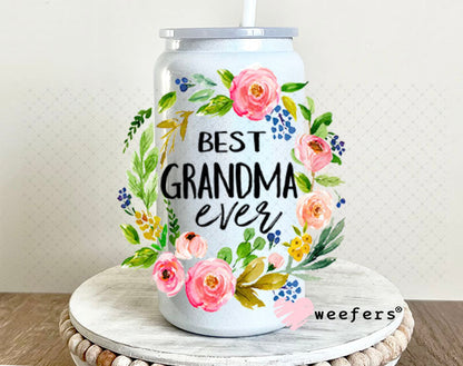UV DTF Decal - Best Grandma Ever 16oz Glass Can Generic Weefers
