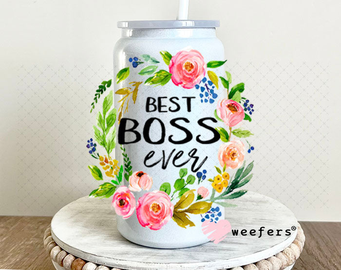 UV DTF Decal - Best Boss Ever 16oz Glass Can Generic Weefers