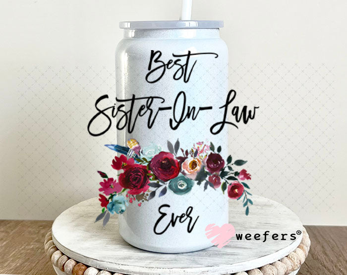 UV DTF Decal - Best Sister In Law 16oz Glass Can Generic Weefers