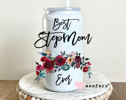 UV DTF Decal - Best Step Mom Ever 16oz Glass Can Generic Weefers