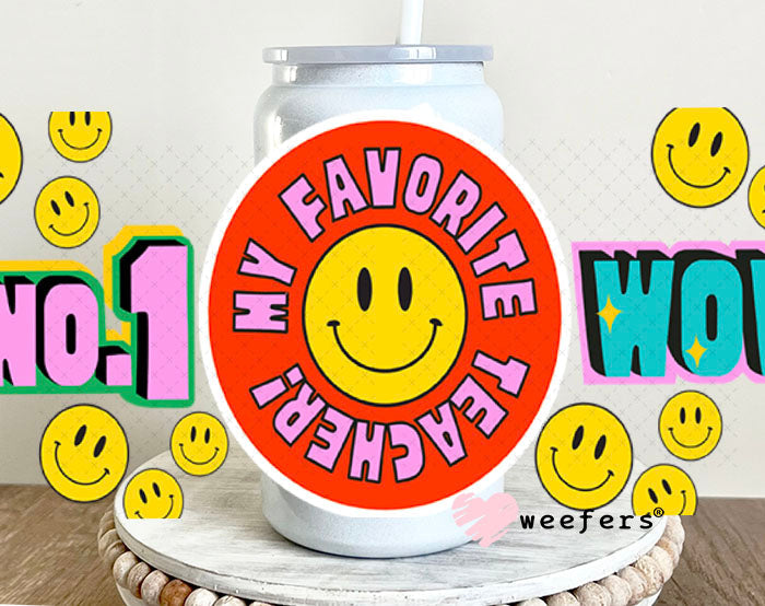 UV DTF Cup Wraps - No 1 Teacher 16oz Glass Can Generic Weefers