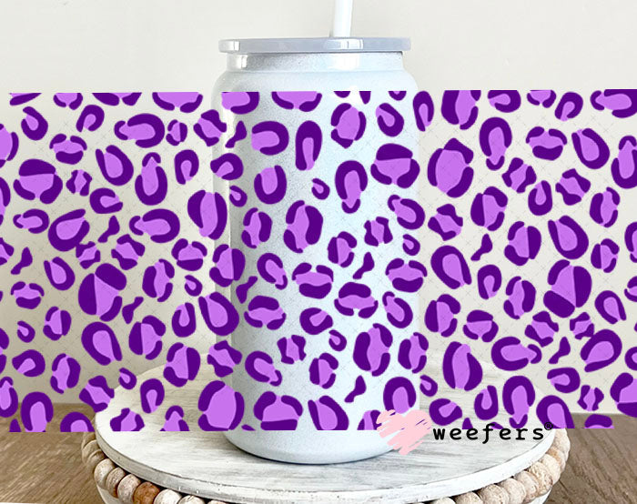 UV DTF Cup Wraps - Purple Cheetah Print 16oz Glass Can Generic Weefers