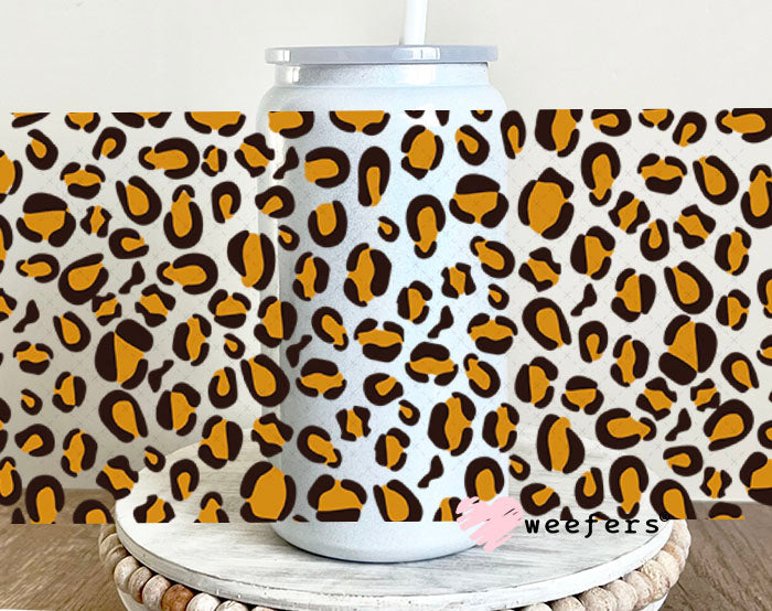 UV DTF Cup Wraps - Brown Cheetah Print 16oz Glass Can Generic Weefers