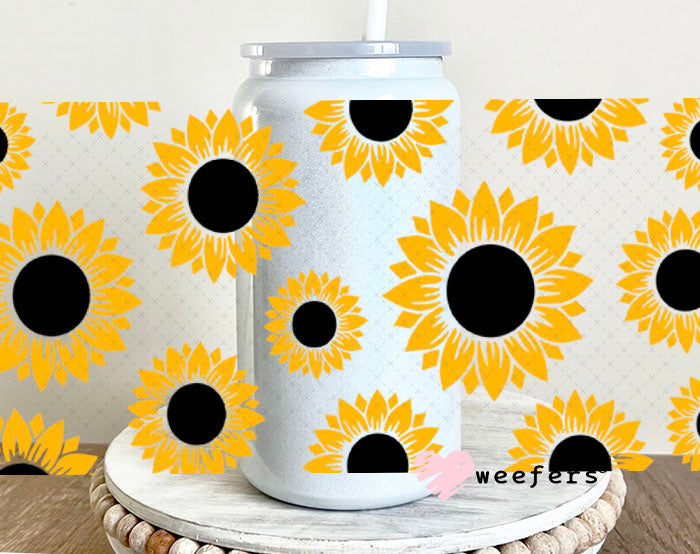 UV DTF Cup Wraps - Sunflowers 16oz Glass Can Generic Weefers