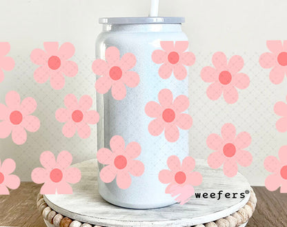 UV DTF Cup Wraps - Pink Daisies 16oz Glass Can Generic Weefers