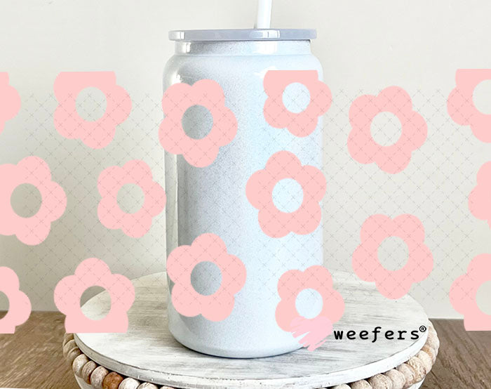 UV DTF Cup Wraps - Blush Daisies 16oz Glass Can Generic Weefers