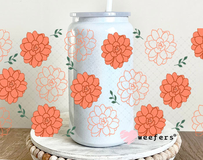 UV DTF Cup Wraps - Peach Succulent 16oz Glass Can Generic Weefers