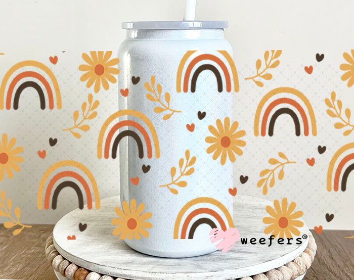 UV DTF Cup Wraps - Boho Rainbows 16oz Glass Can Generic Weefers