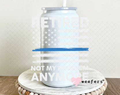 UV DTF Decal - Retired Police 16oz Glass Can Generic Weefers