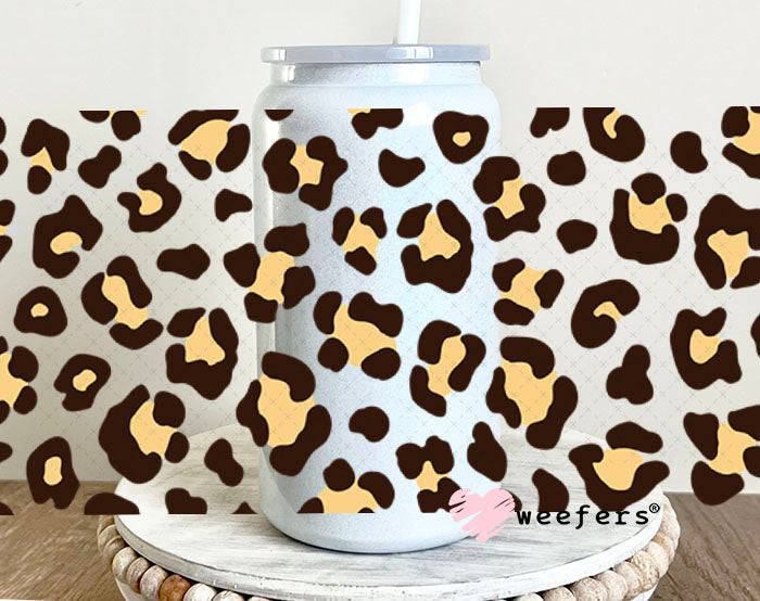 UV DTF Cup Wraps - Beige Cheetah Print 16oz Glass Can Generic Weefers