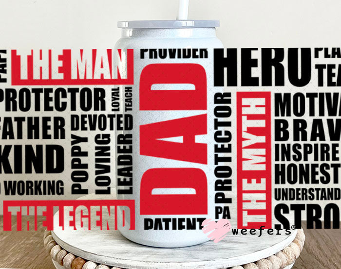 UV DTF Cup Wraps - Dad The Man 16oz Glass Can Generic Weefers