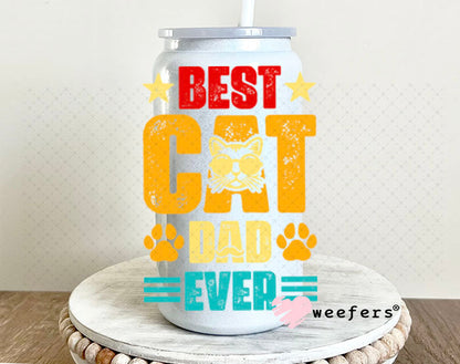 UV DTF Decal - Best Cat Dad Ever 16oz Glass Can Generic Weefers