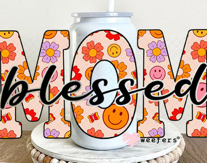 UV DTF Decal - Blessed Mom 16oz Glass Can Generic Weefers