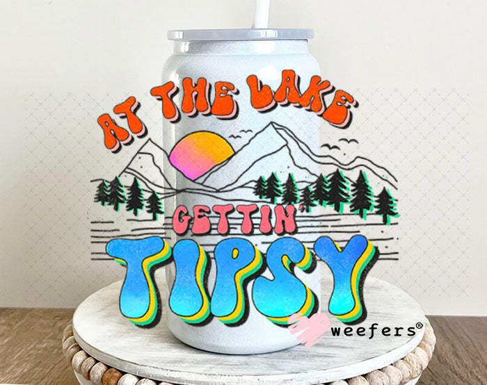 UV DTF Decal - At the Lake Gettin Tipsy 16oz Glass Can Generic Weefers