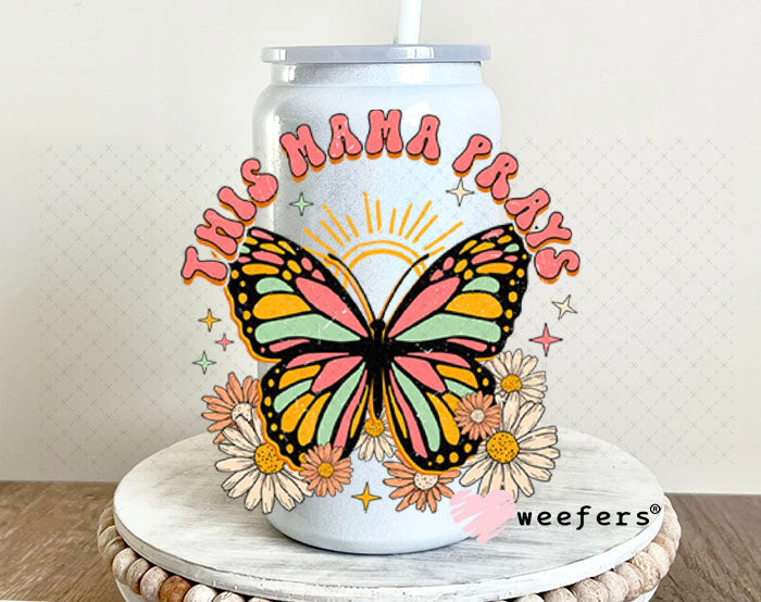 UV DTF Decal - This Mama Prays 16oz Glass Can Generic Weefers