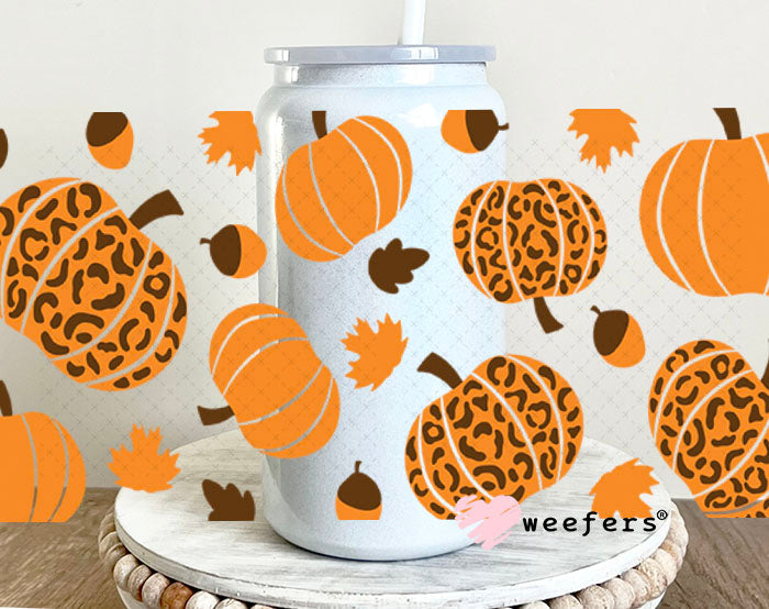 UV DTF Cup Wraps - Fall Pumpkins 16oz Glass Can Generic Weefers
