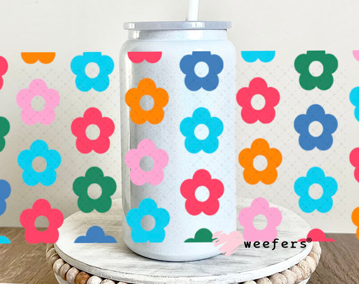 UV DTF Cup Wraps - Colorful Daisies 16oz Glass Can Generic Weefers