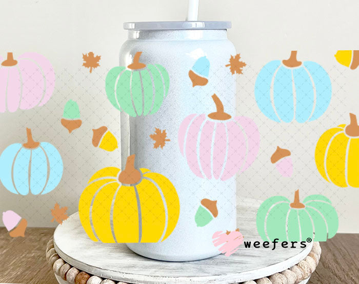UV DTF Cup Wraps - Colorful Pumpkins 16oz Glass Can Generic Weefers